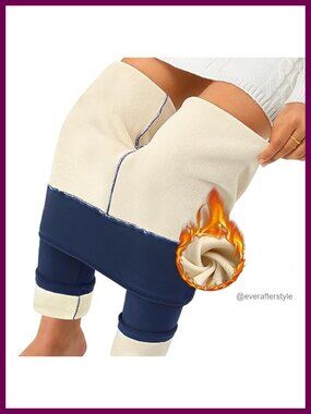 Fleece Lined Leggings High Rise Thermal Winter Pants